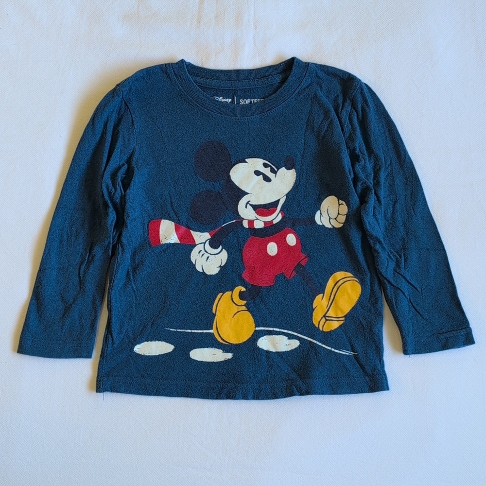 disney jumping beans cotton mickey mouse winter graphic long sleeve shirt 3T boy